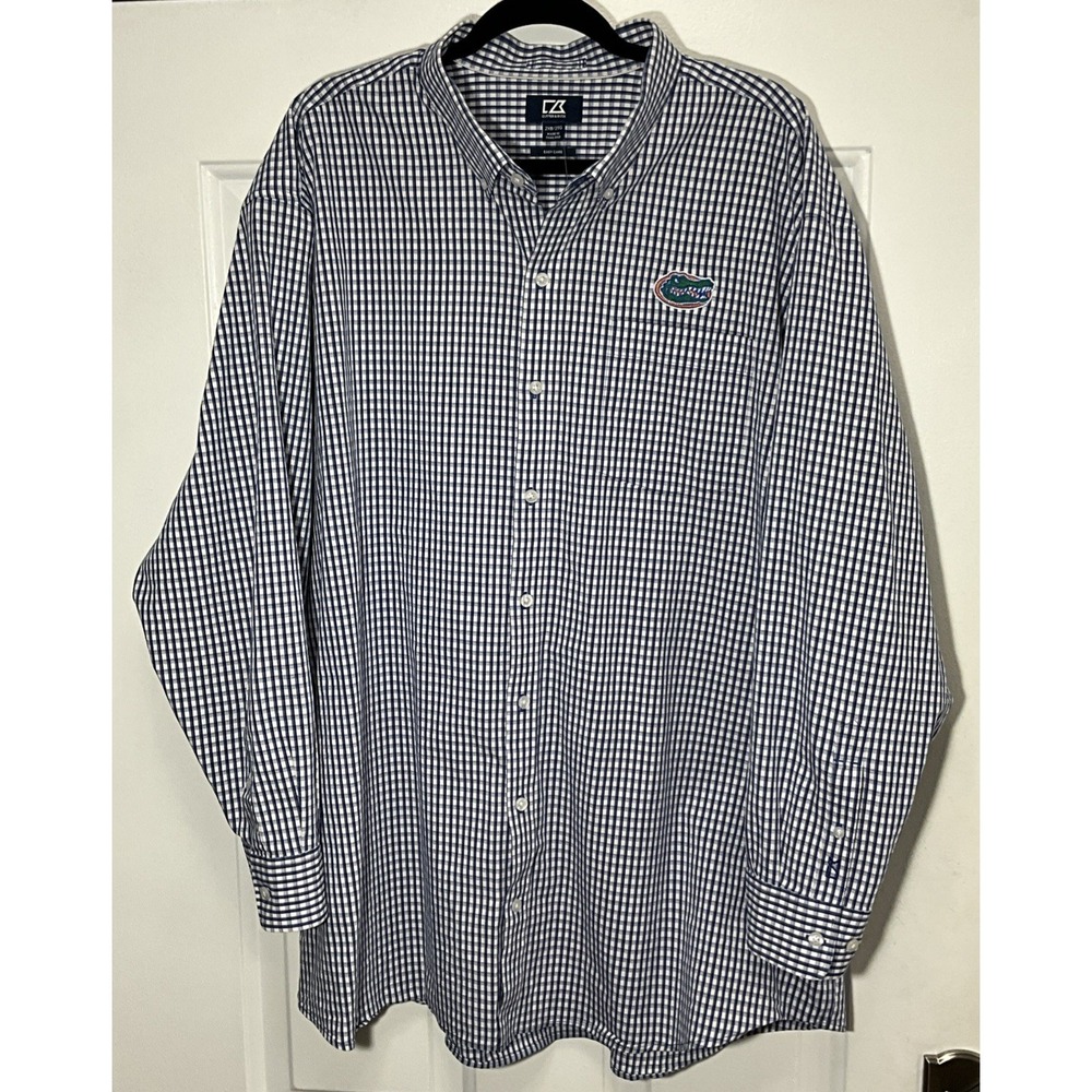 Cutter & Buck Florida Gator Embroidered Logo Long Sleeve Blue Shirt Men 2XB/2TG